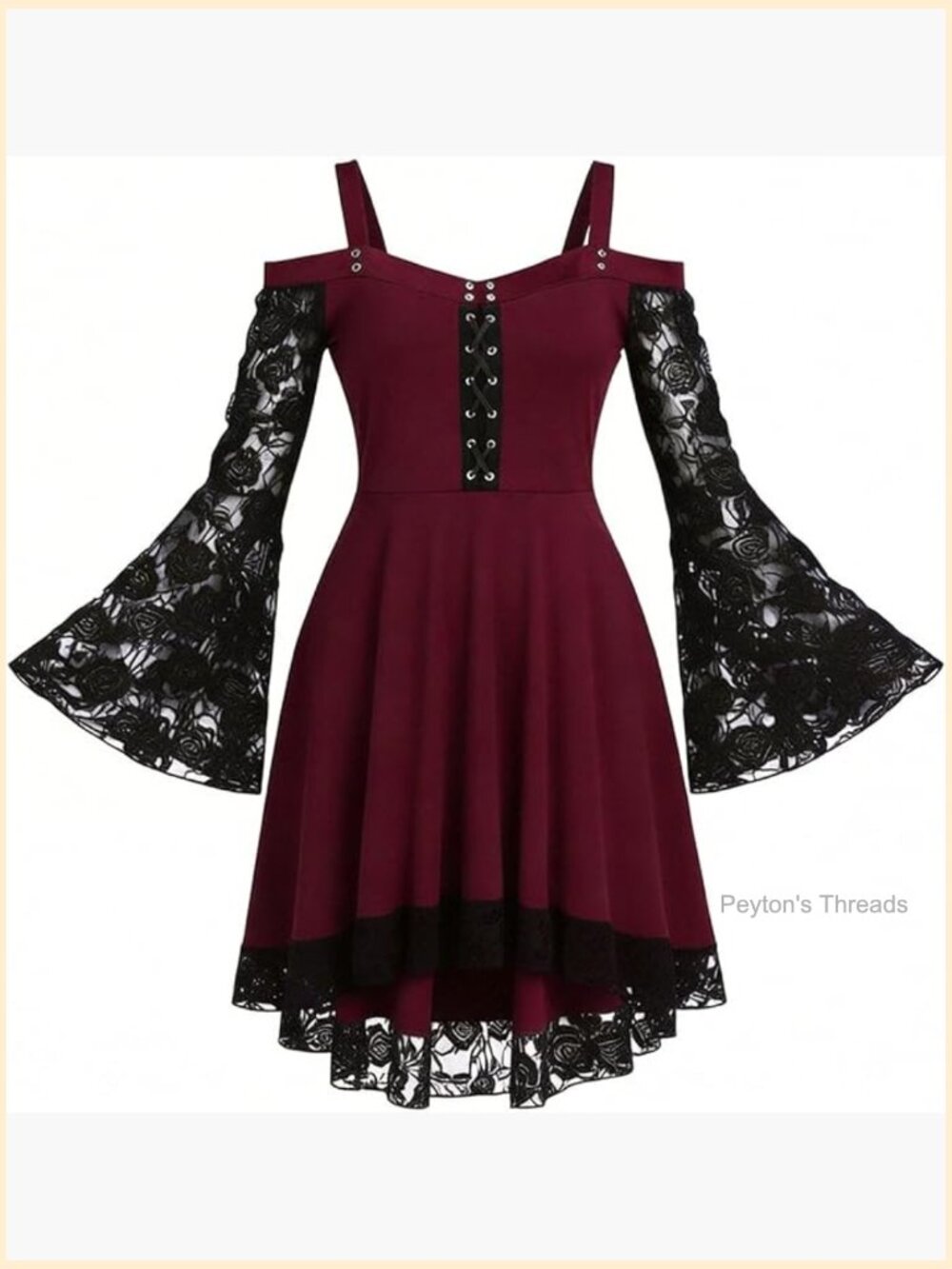 Gothic Steampunk Off Shoulder Renaissance Dress Lace Patchwork Cosplay